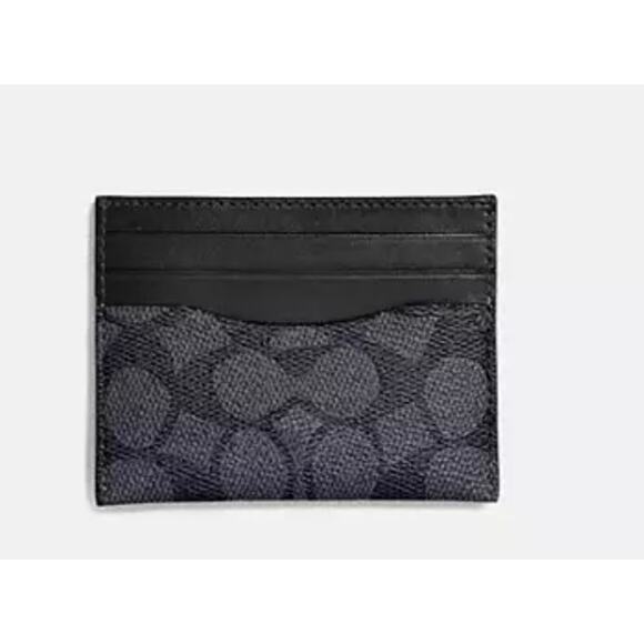 RETAIL $78 COACH Slim ID holder* black signature canvas - Picture 1 of 2